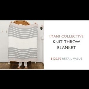 Imani Collective Throw Slate gray cream striped 100 % cotton